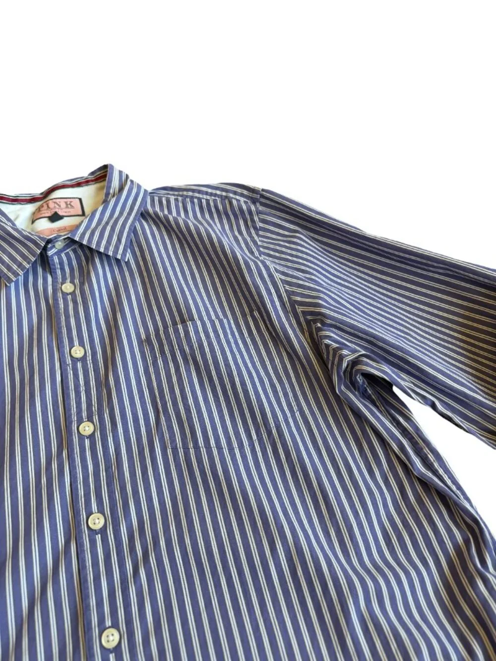 Pink Thomas Pink Purple White Stripe Dress Shirt Long Sleeve Casual Work Large